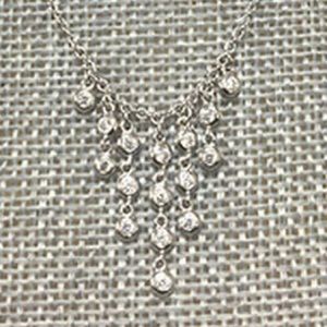 Sterling Silver Cubic Zirconia “Waterfall”Fringe Necklace-Boutique